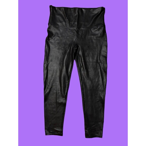 Spanx Women’s Black Faux Leather Leggings Size 2X - Picture 1 of 3